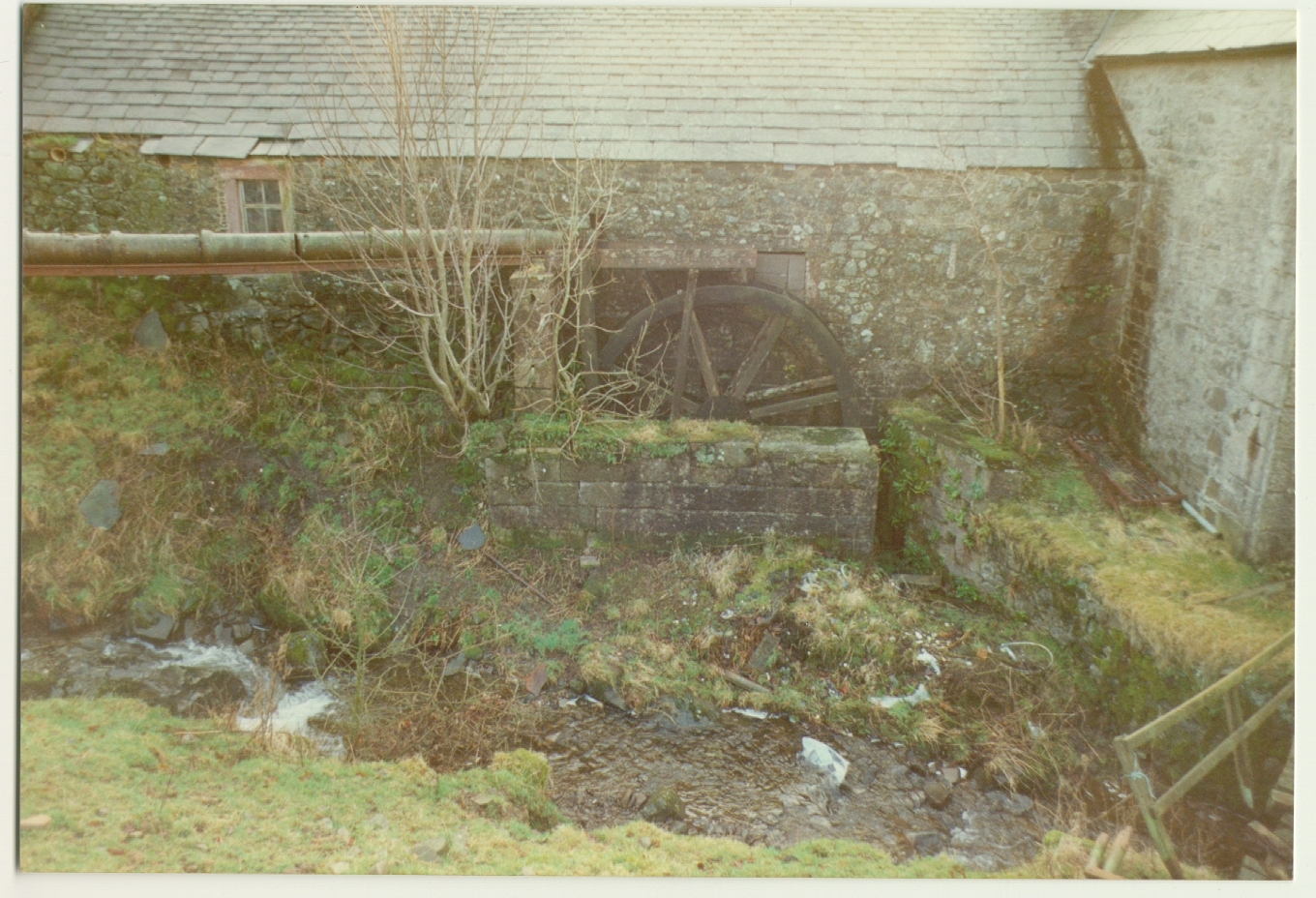 Killiewarren, showing feeder pipe and overshot wheel